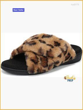 Womens Fuzzy Open Toe Slippers with Arch Support Adjustable Closure